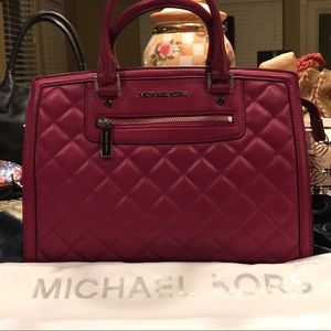 Deep Pink Michael Kors Selma Quilted Dark Pink